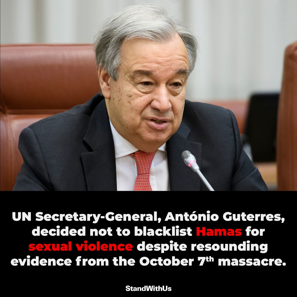 Shame on you, @AntonioGuterres. The UN found that #Hamas used sexual violence, yet you failed to condemn it. Hamas committed the worst atrocities on October 7th, including the rape of innocent children, women and men, and you chose to be silent.