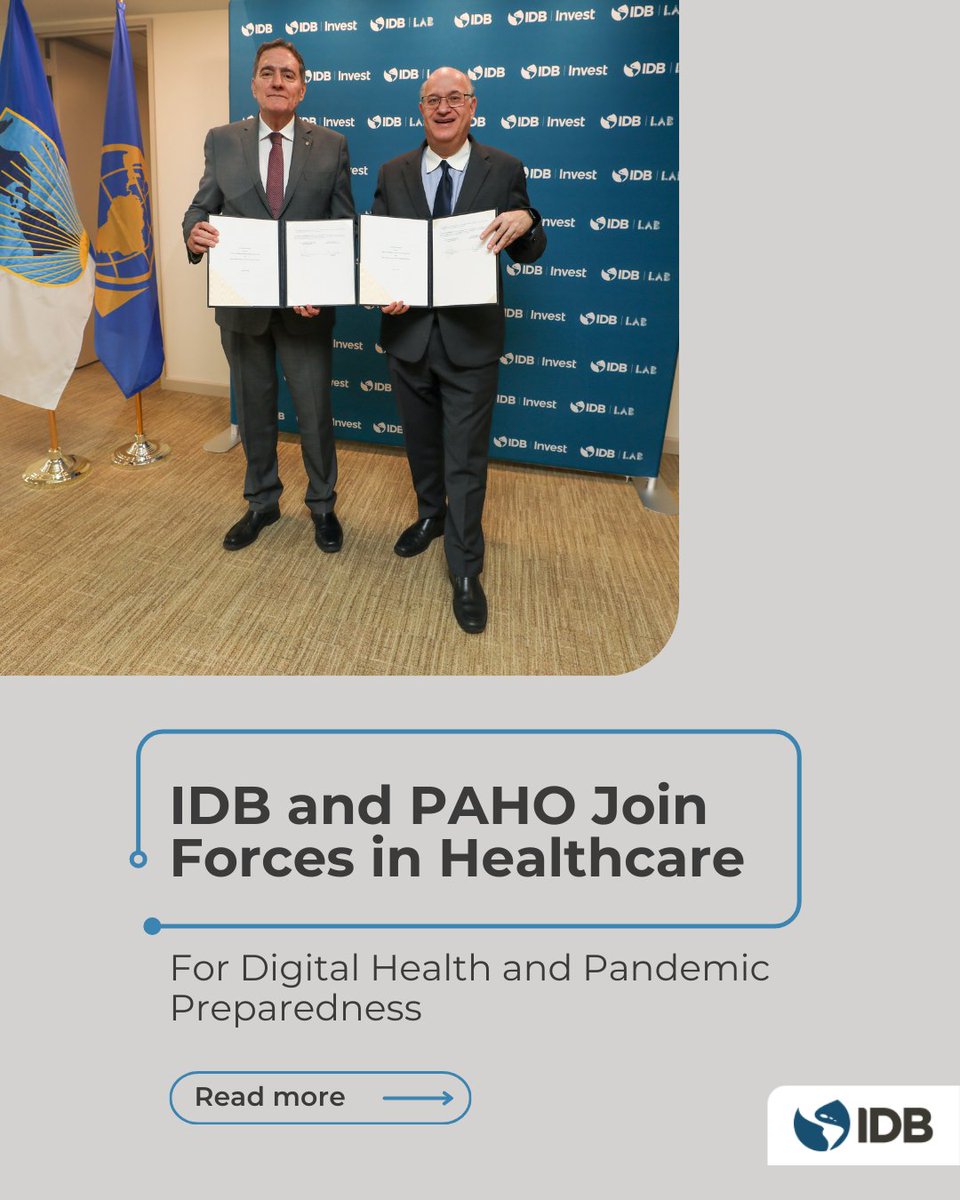 President @igoldfajn and Director @DirOPSPAHO signed an agreement to collaborate to improve healthcare in the Americas. We will focus on: 🏥 Strengthening health systems 💻 Advancing digital health 🛡️ Enhancing pandemic preparedness Read more: bit.ly/49Sgbq7
