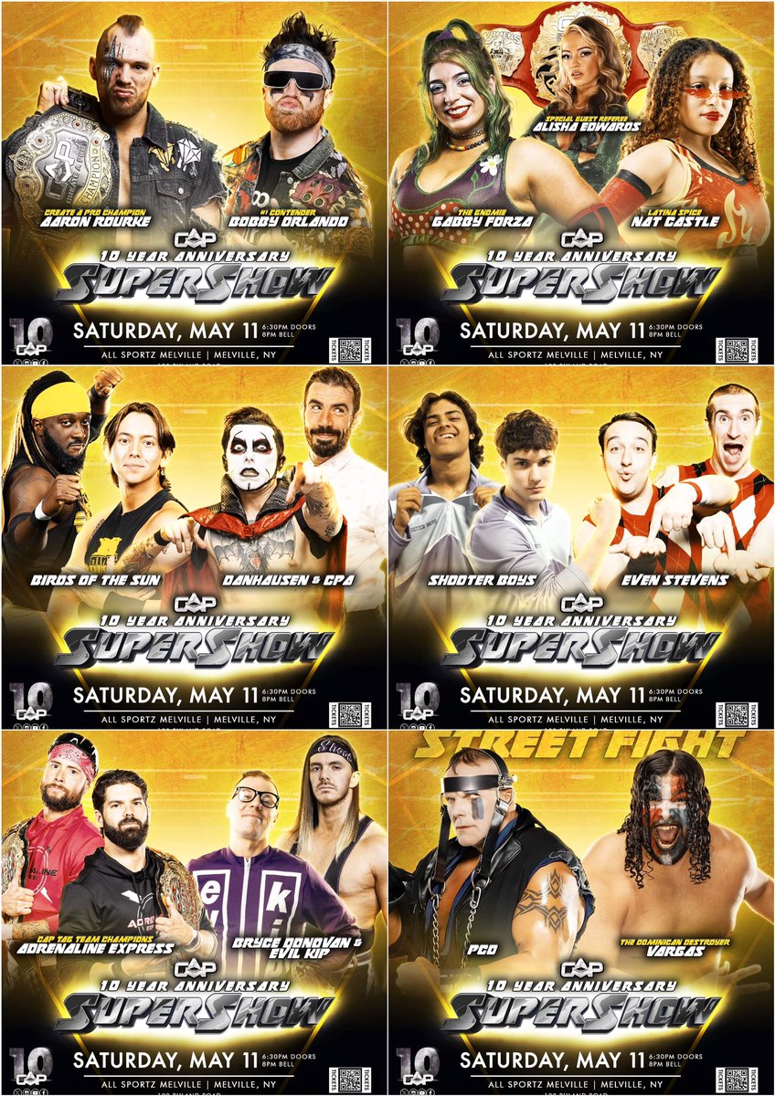 We are almost 2 weeks away from the Create A Pro 10 Year Anniversary Super Show! Which match are you most excited to see? What do you want to see announced next? #CAP10 🎟GET YOUR TICKETS NOW🎟 eventbrite.com/e/create-a-pro…