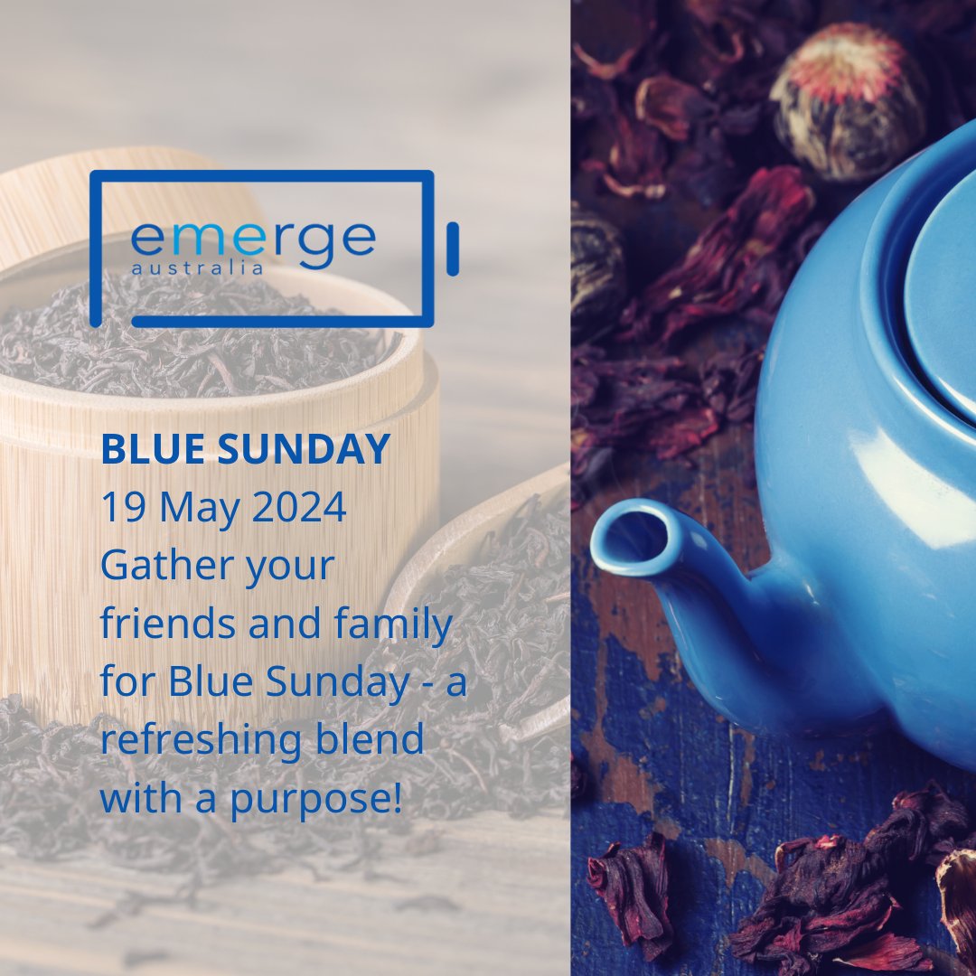 Come and take part in Blue Sunday, support Emerge Australia in their efforts to aid those suffering from ME/CFS. Let's sip tea, raise awareness, and support the 250,000 Australians living with this condition. Sign-up here: vist.ly/33fjh