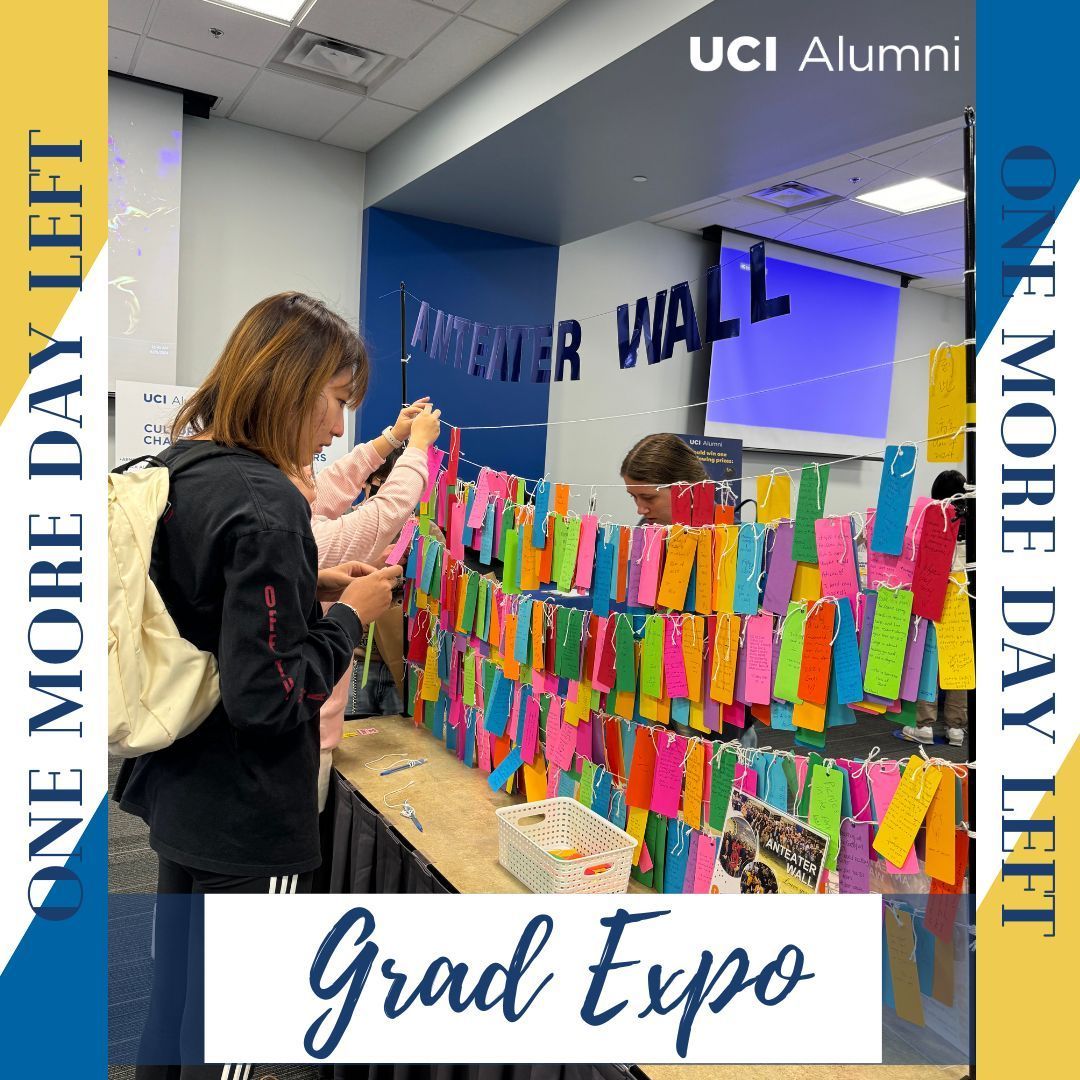 Hey future '24 #UCIAlumni, there's 1day left of Grad Expo! Order your official grad regalia at capandgown.uci.edu, then leave a note to future @ucirvine 'Eaters when you pick it up 4/26. These Anteater Wall messages will be part of a future @ucilibraries exhibit. #UCIPride!
