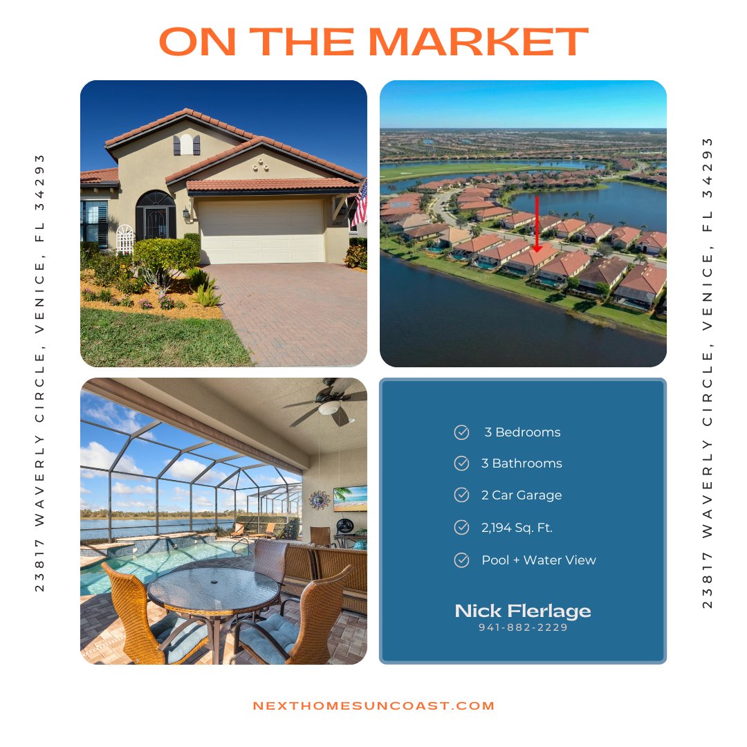 💥ON THE MARKET💥 📍23817 Waverly Circle Venice, FL 34293 💲7️⃣5️⃣9️⃣,9️⃣0️⃣0️⃣ 3 🛏️ 3 🛁 2 🚗 NextHome Suncoast Nick Flerlage 👇CLICK BELOW FOR ALL INFO👇 nexthomesuncoast.com/details.php?ml…