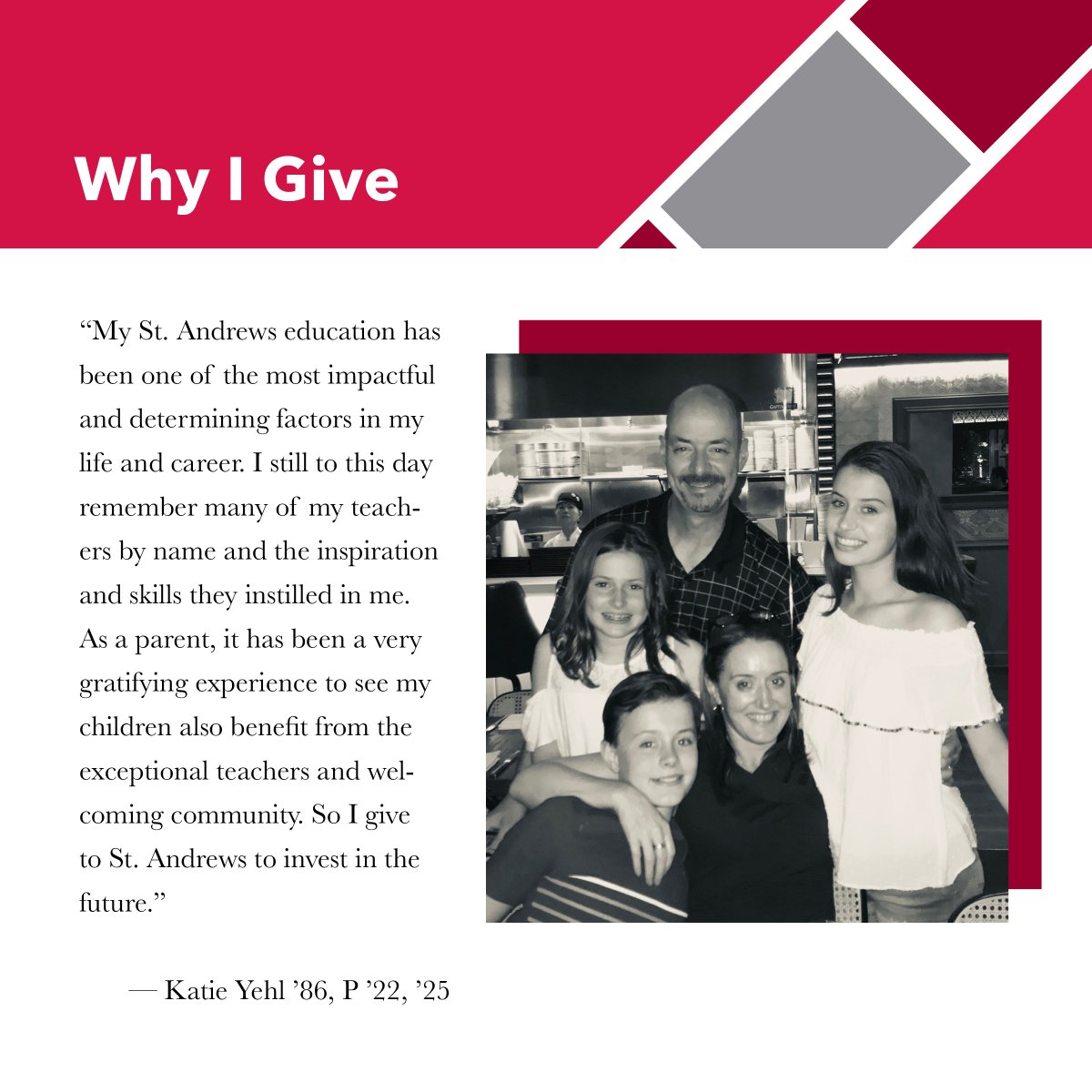Show your support for our community as we reminisce about your St. Andrew’s days! Join Katie Yehl '86, P'22, P'25 and show what our community and the fond memories it provided mean to you! Make a gift to the Lions Fund during Alumni Giving Day: givecampus.com/campaigns/1762…