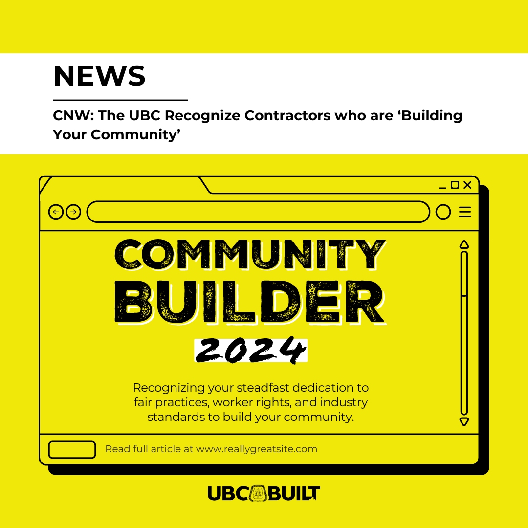 The UBC has brought attention to the growing problem of tax fraud. We’re excited to announce our Community Builder awards! These awards highlight some of the contractors who honour their commitment to fair practices and industry excellence. newswire.ca/news-releases/…