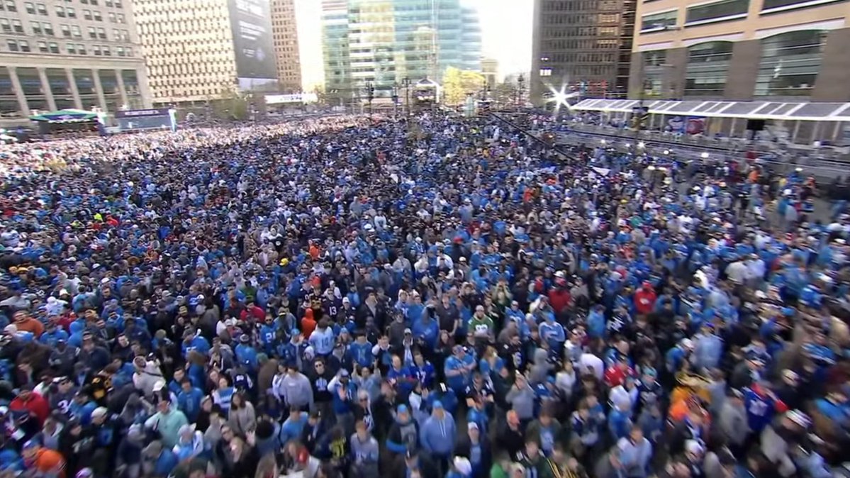 The NFL gets hundreds of thousands of people to come out to watch Roger Goodell announce names. Football remains king.