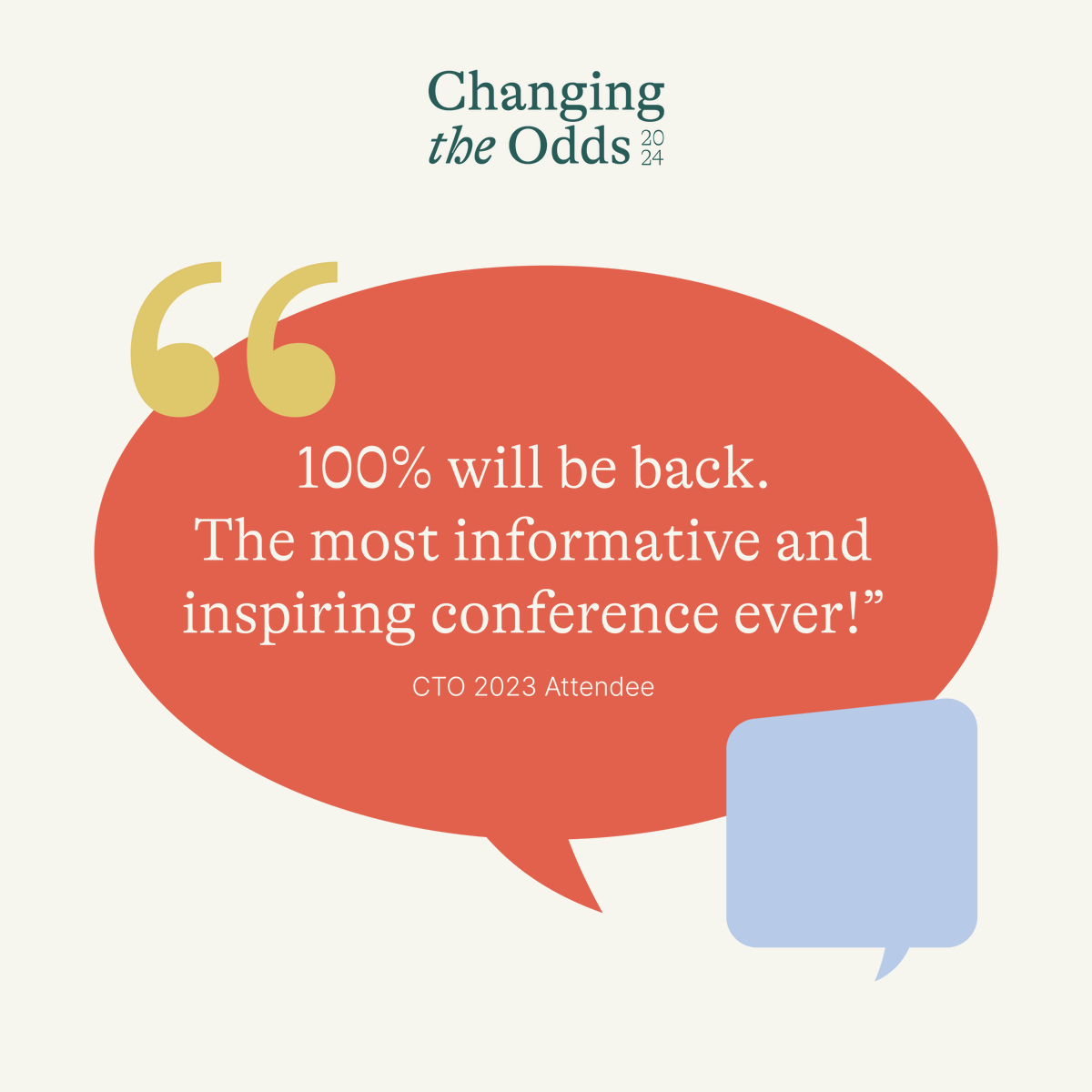 momentous's tweet photo. We are so excited to bring you another inspiring and unforgettable conference experience. Get your ticket for CTO 2024 today! 

#ChangingTheOdds #CTO2024 #MomentousInstitute https://t.co/diitYa7W9H