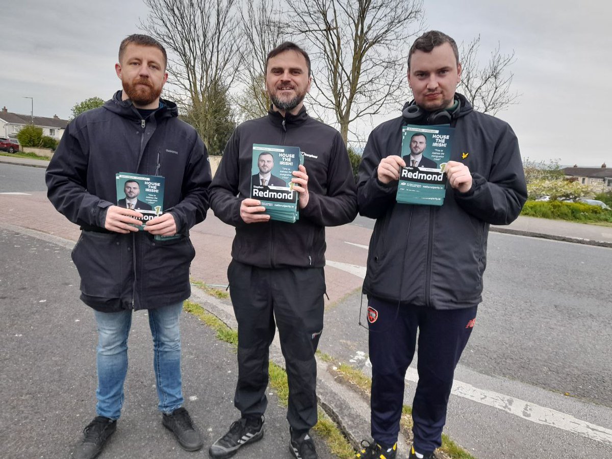 North Dublin members of National Party were out canvassing recently in Finglas for Stephen Redmond as part of his local election campaign for the Ballymun-Finglas LEA. 

Join. Get Active. Vote National Party Number 1.

#VoteNationalPartyIE #HouseTheIrish #LE24