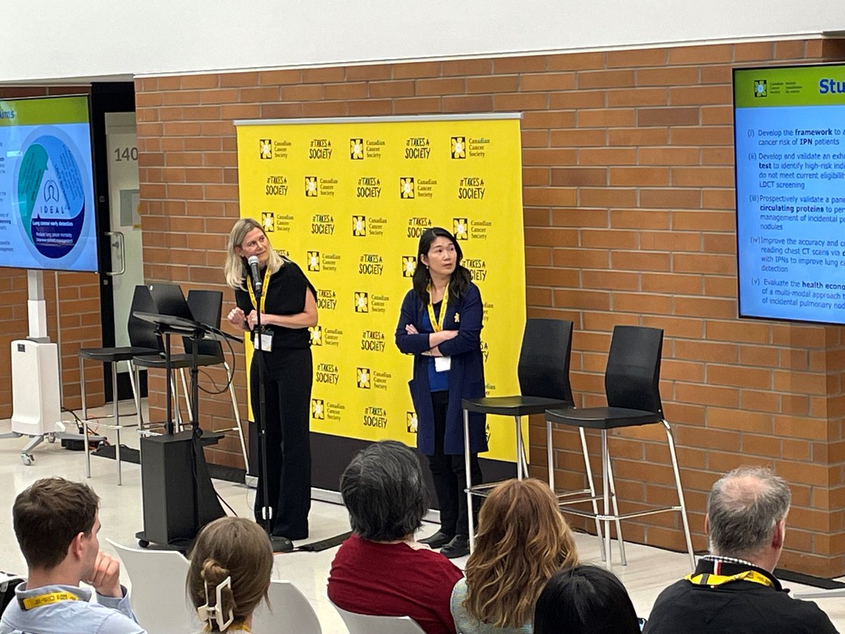 Dr Rayjean Hung and @renellemyers present their Breakthrough project co-funded by @cancersociety and the Lotte & John Hecht Memorial Foundation using AI to design different approaches to the early detection of lung cancer in people who are currently ineligible for screening.