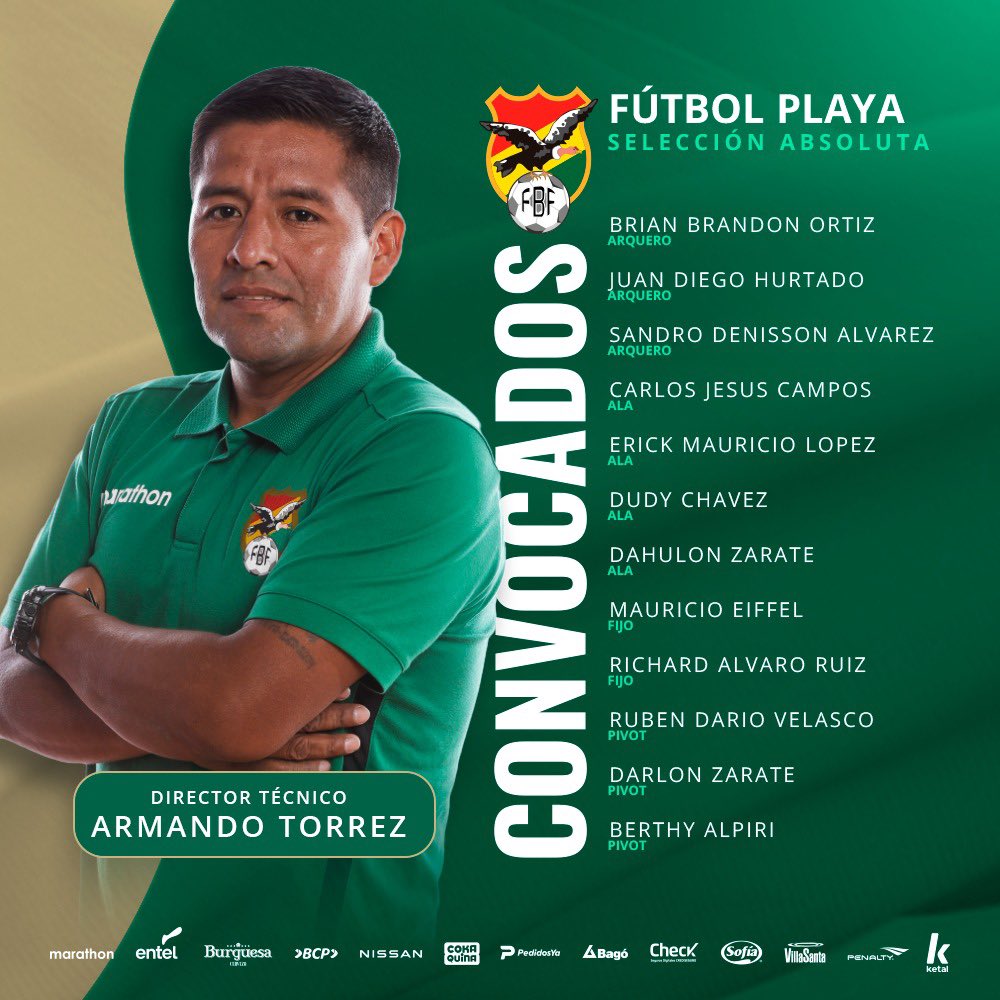 🇧🇴 CONVOCATORIA DE NUESTRA SELECCIÓN ABSOLUTA DE FÚTBOL PLAYA 🏖️⚽️ 🗣️ La Selección Nacional disputará dos partidos amistosos el sábado 27 y domingo 28 de abril en la cancha de fútbol playa de la Villa Olímpica, Santa Cruz. #FBFtrabajando