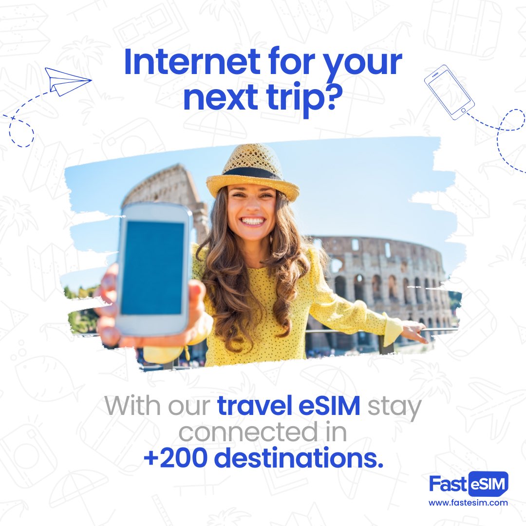📱 Internet for your next trip?
🌎 With our travel eSIM stay connected in +200 destinations.
🔗 fastesim.com

#AlwaysConnected #eSIM #FastEsim
