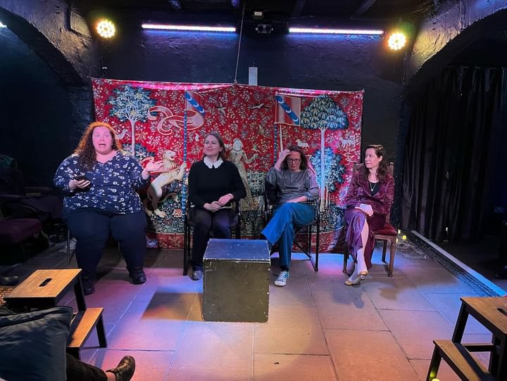 It was a pleasure to be part of a panel after tonight’s performance of Three Queens at Barons Court Theatre alongside the play’s writer, Rosamund Greville and Baroness Evans of Bowes Park, former leader of the House of Lords, chaired by Sharon Willems, the play’s director. We got