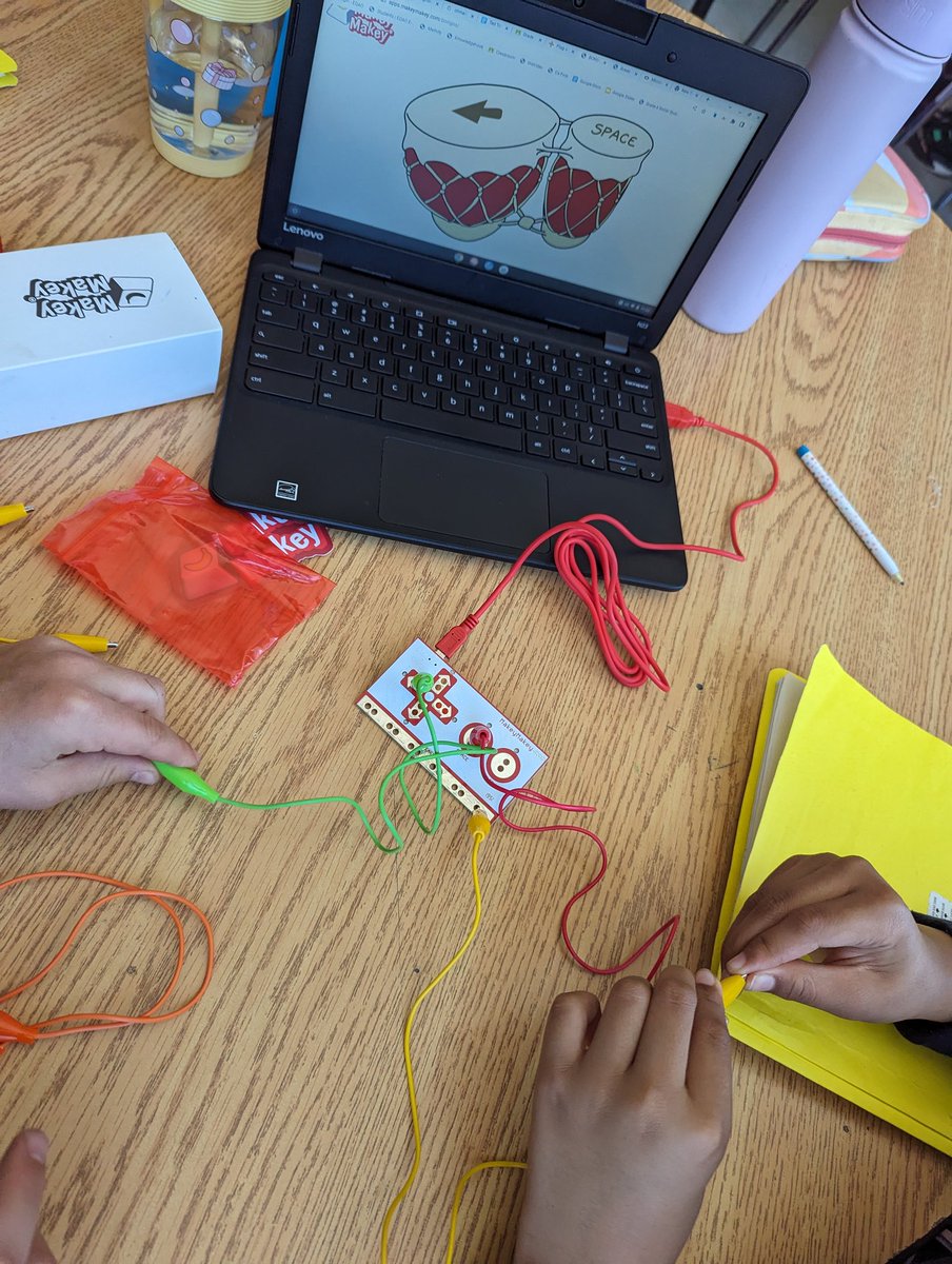 Introduction to grade 4 students with @makeymakey as part of our science unit sound and light today. #dpcdsb