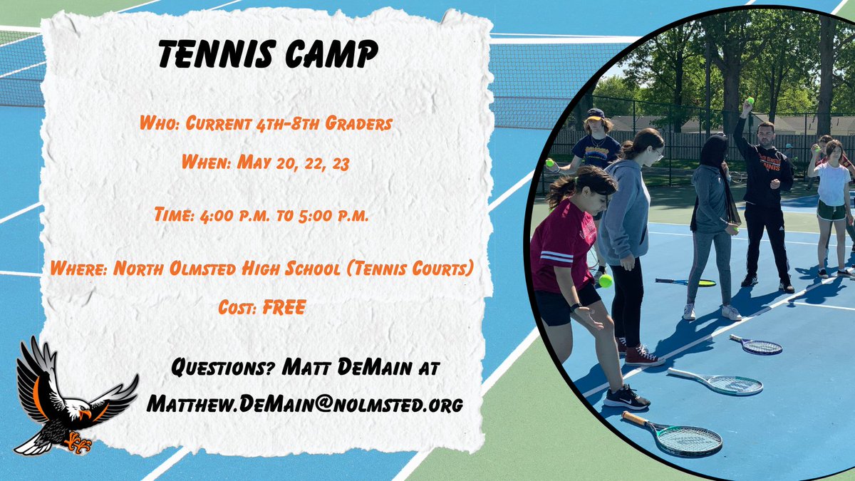 Tennis camp is just around the corner and its FREE! Sign up here and reserve your spot: register.ryzer.com/camp.cfm?sport…