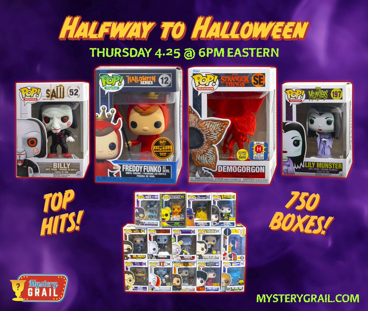 Halfway to Halloween Mystery Grail Box is available now! #Ad #Funko #Collectibles . mysterygrail.com/collections/my… @7BucksAPop