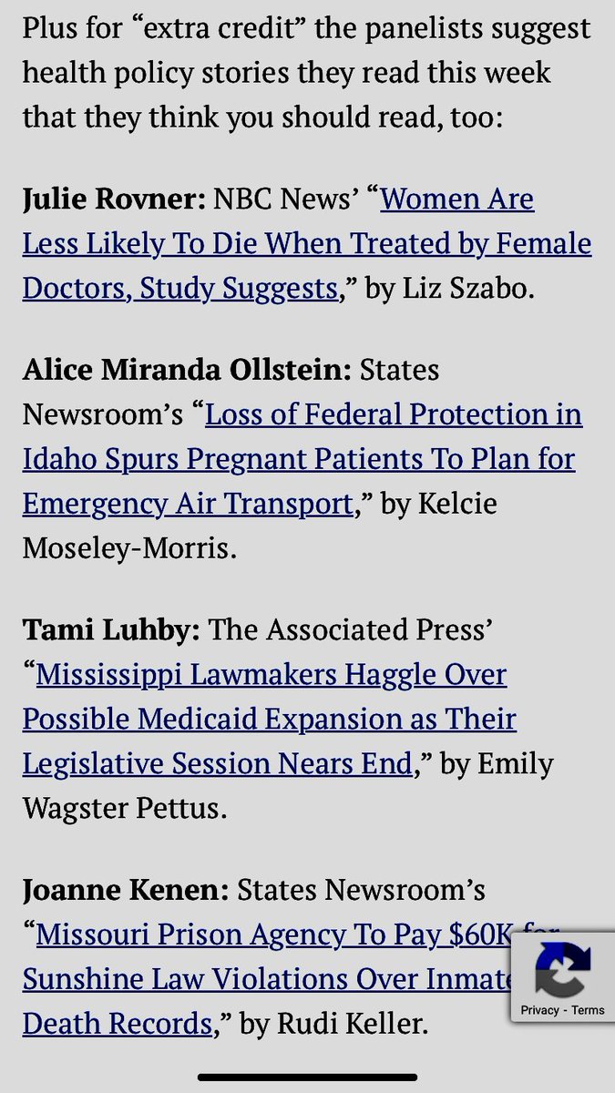 Another super-informative podcast from @jrovner, @AliceOllstein, @JoanneKenen and @Luhby. Thanks for featuring my story in the extra credit section! nbcnews.com/health/health-…