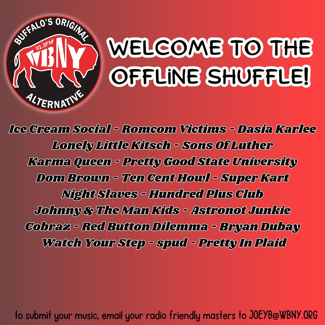 Round 2 of our offline shuffle is here! We’re adding more and more local music every day. If you would like to be featured on our station please send in your clean masters to Joeyb@wbny.org