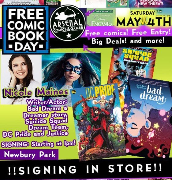 We’re honored to announce that Arsenal Newbury is hosting writer/actor @NicoleAMaines as a special guest for Free Comic Book Day 2024! Nicole is best known in the world of TV & Comics for portraying Nia Nal AKA Dreamer, a superheroine from the Arrowverse television series…