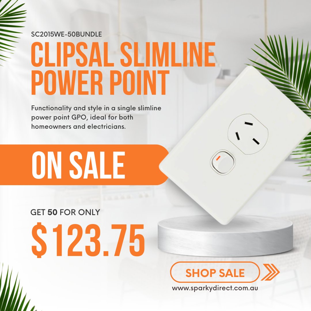 Sparkydirect's tweet image. ON SALE NOW!! Check out these Clipsal Slimline Power Points (SC2015), ideal for both homeowners and electricians! 👀 Check it out here - sparkydirect.com.au/?skw=SC2015%20 
.
.
#Sparky #SparkyDirect #Electrical #Lighting #Renovation #Reno #Build #Building #Wholesale #Lights #Light