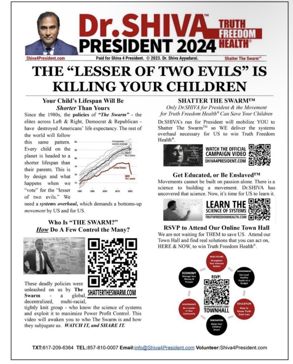Often imitated, Never duplicated, the Living Legend #DrShiva teaches the Science of Systems and how WE need to take ACTION right NOW, BEFORE SHTF, and it’s already hitting! Get LOUDER, get INVOLVED, so we can create a MASSIVE movement to ShatterTheSwarm.com #EndTheOccupation