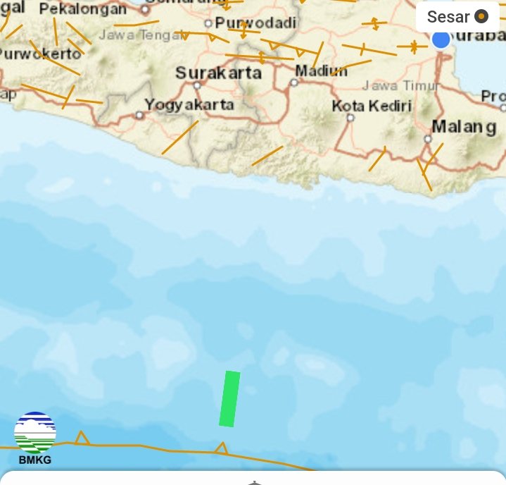 Pacitan Satu jalur pusat zona megathrust kab Trenggalek