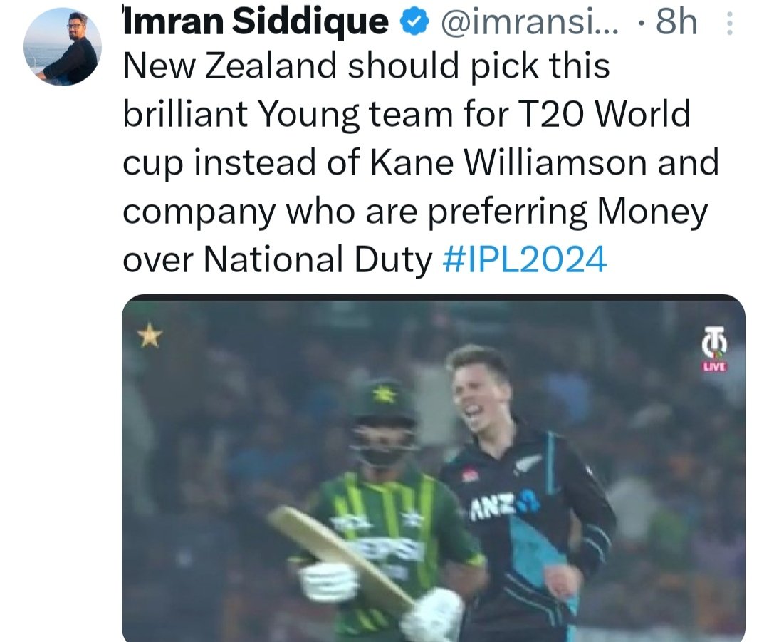 Chaman chutiye agar tumhari Aukaat hai toh tum bula lo na peels  the quality league m
' 4 ache player nahi la sakte overseas bakchodi dekho inki

That's the tweet with #PKMKBForever  #T20WorldCup2024 #PAKvsNZ