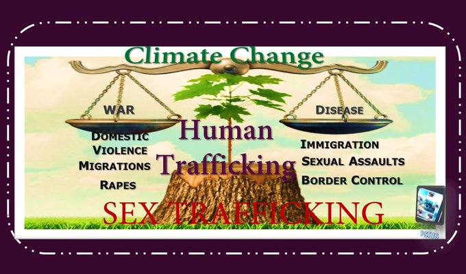 We can't ignore the   intersection between climate change and #humantrafficking Child exploitation   has increased over the past year because of lack of knowledge and awareness.   #ClimateAction #ClimateCrisis #EarthDay2023