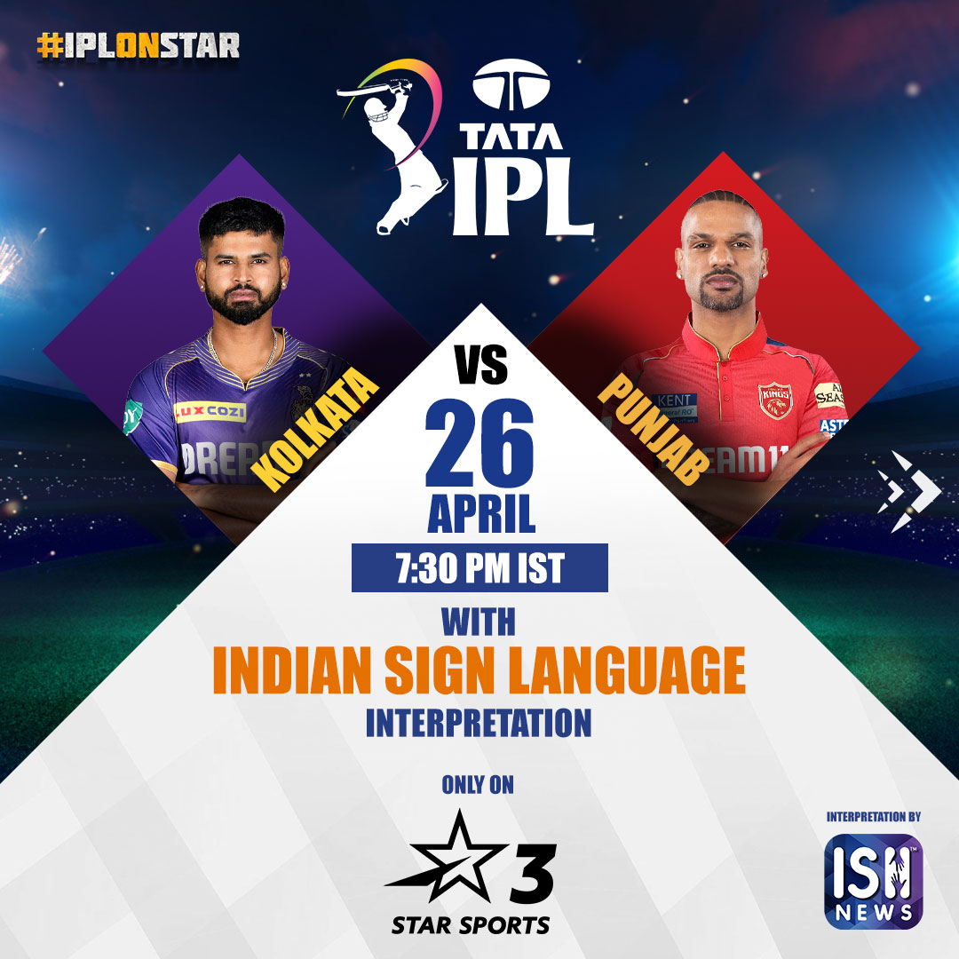 Match 42: KOLKATA vs PUNJAB 🏏💥

Watch Live with Indian Sign Language Interpretation only on Star Sports 3. ⭐️

#IPLonStar #IPLinISL #IPL #IPL2024 #kkrvspbks #TATAIPL #starsports #exclusive #Deaf #TATAIPL2024 #Accessibility #IndianSignLanguage #SignLanguage