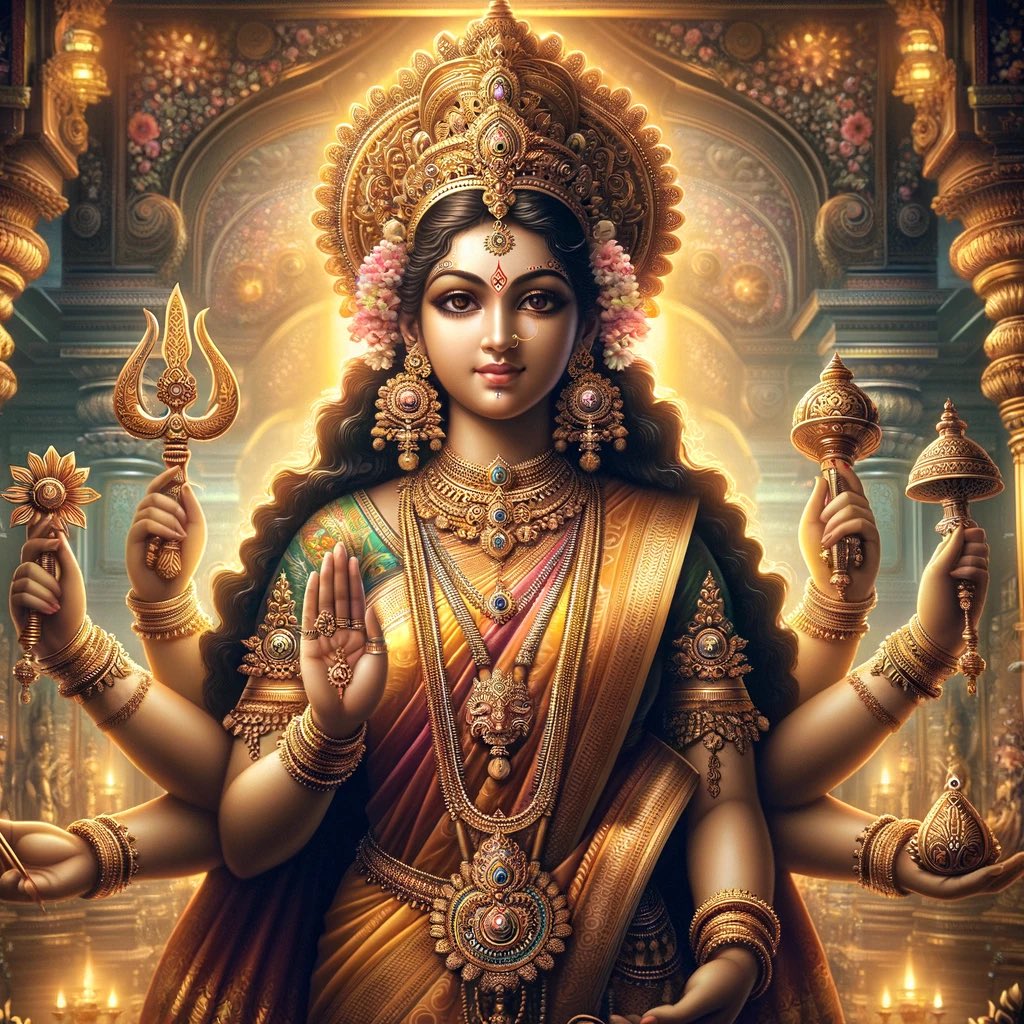 🌅 Start your day with the divine blessings of Devi! May her serene grace bring peace and prosperity to your life. 🙏✨ #MorningBlessings #Devi #DivineGrace #BlessedDay
