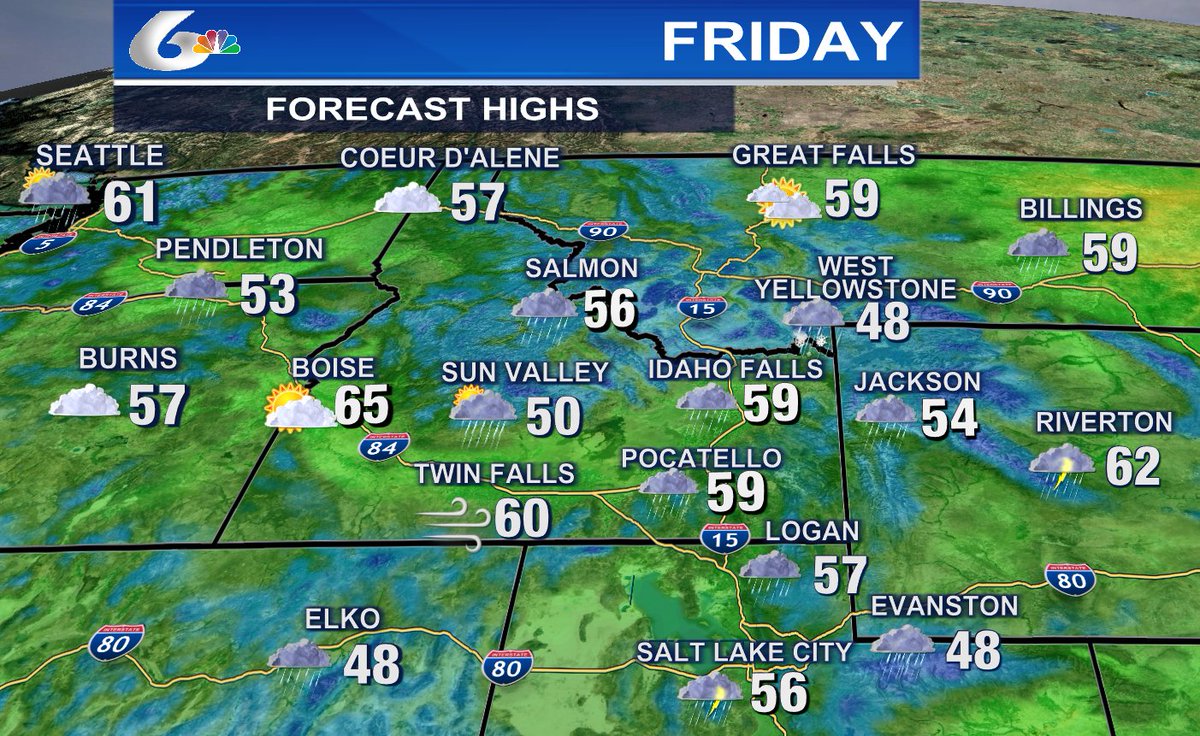 Cooler with 💦 likely for most. ☔️

#pocatello #idahofalls #Boise #SaltLakeCity #Idaho #Montana #Wyoming #Seattle #idwx