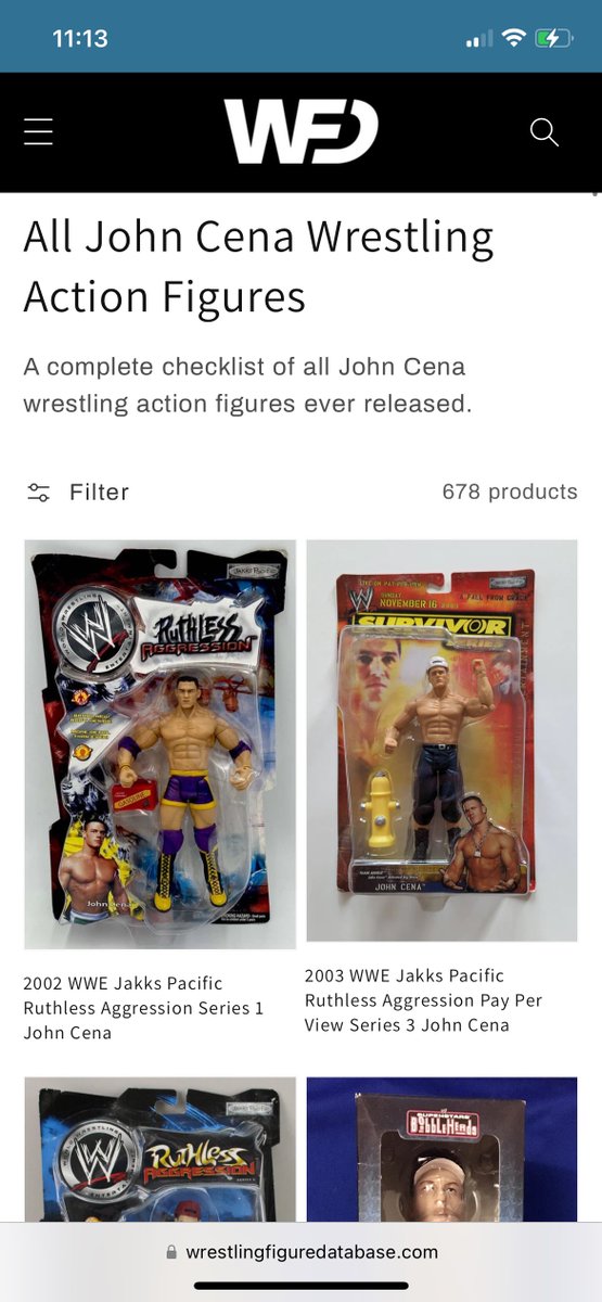 If this was keeping you up at night, there are SIX HUNDRED SEVENTY EIGHT John Cena figures on the database! See them all here: wrestlingfiguredatabase.com/collections/al….