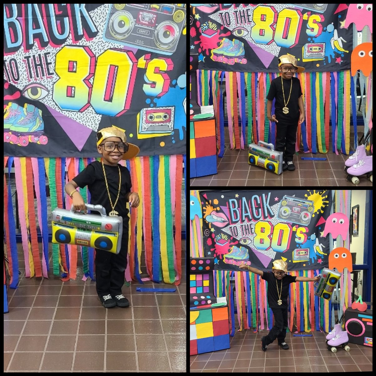 MsLDMac's tweet photo. My grandson enjoyed our Rees 40th Celebration today! I think he thought he was the coolest kid at school today. Lol ๐ #BackToThe80s #Rees40th https://t.co/PMhgU7dlSp