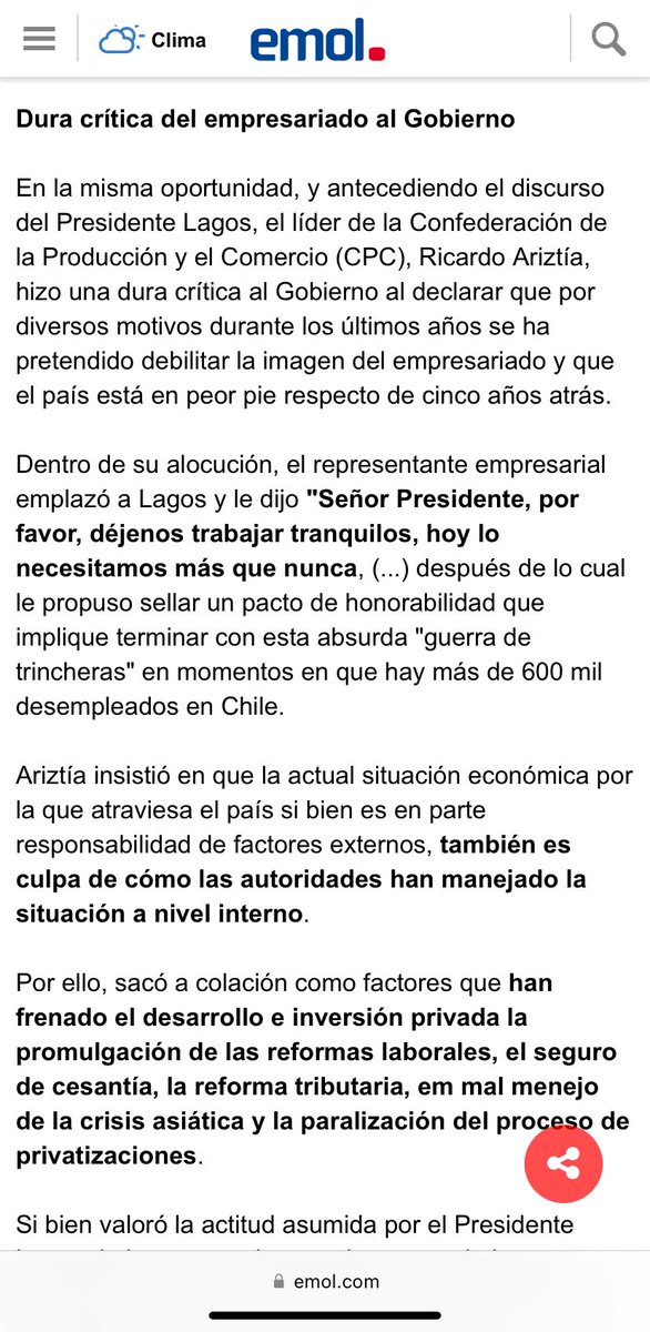 Duras críticas del empresariado al Gobierno en la Enade, donde señalan que la Reforma Tributaria y laboral han frenado el desarrollo. Todo esto lo consignan los periódicos de lo que sucedía en la Enade del año ……2001 cuando el Presidente era Ricardo Lagos. #Enade2024