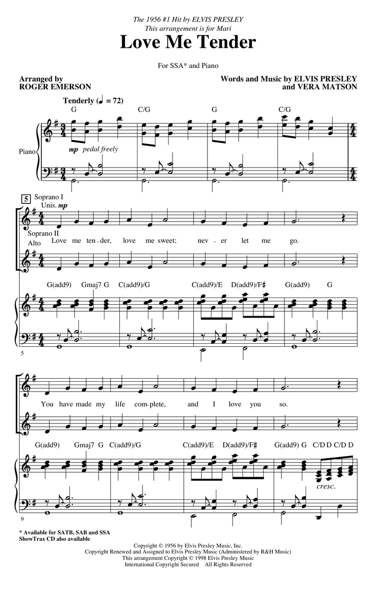 Elvis Presley Love Me Tender (arr. Roger Emerson) Sheet Music Notes freshsheetmusic.com/elvis-presley-… #elvispresley #elvispresleyfans #rocknroll