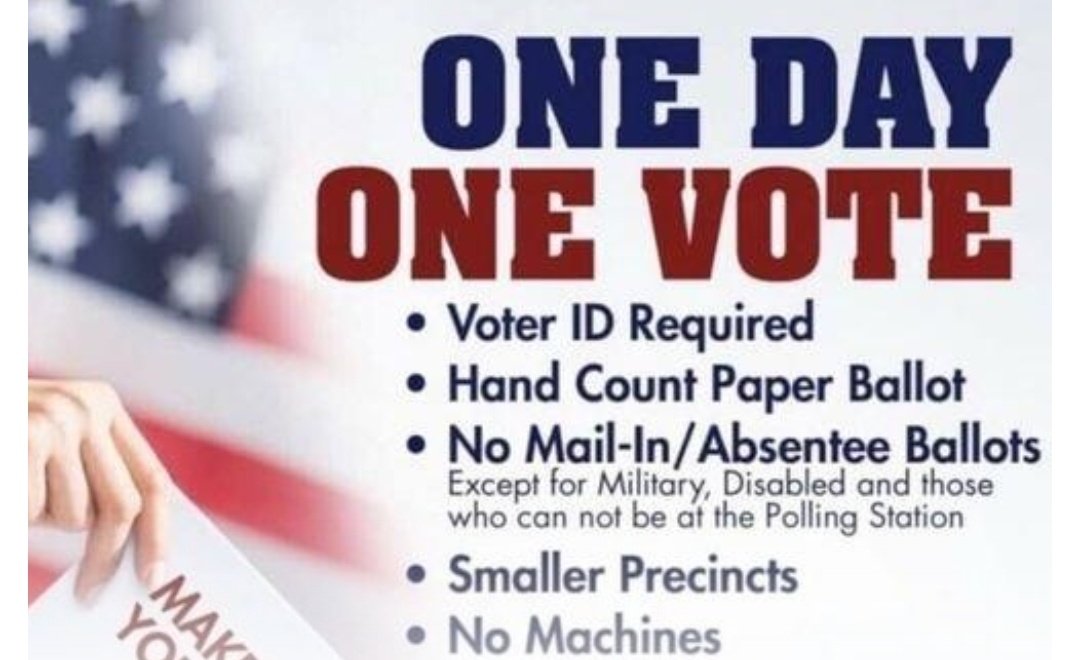 One Day One Vote Voter ID Hand Count No Excuse Mail In Eliminated Smaller Precincts No Machines