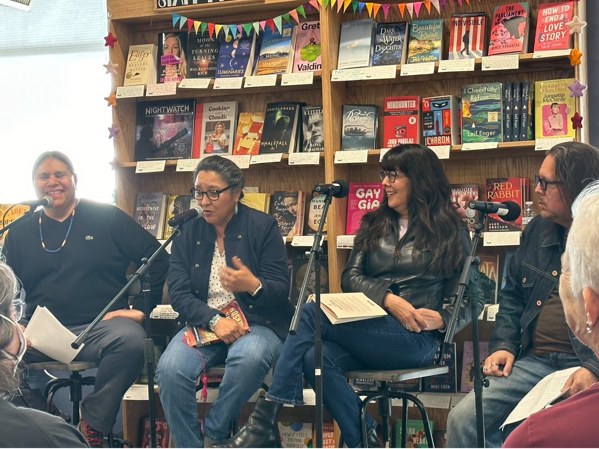 Tonight's author panel at Bookworks was magical. Ramona Emerson (Shutter), Deborah Jackson Taffa (Whiskey Tender) & Brandon Hobson (The Removed). #indigenousauthors