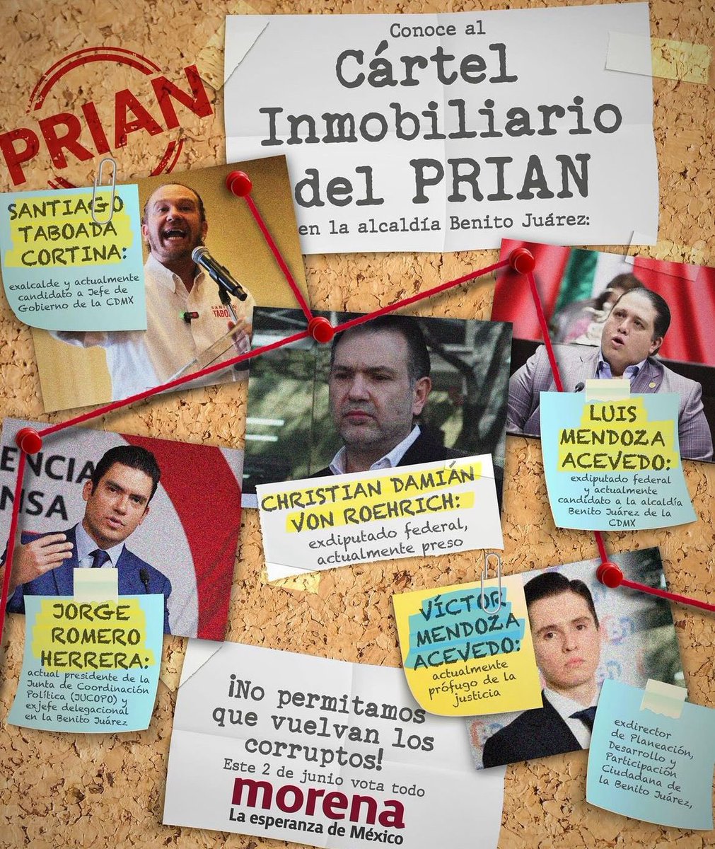 Que todos los habitantes de la #CDMX conozcan a los integrantes del #Cartelnmobiliario encabezado por Santiago Tajada candidato del #PAN