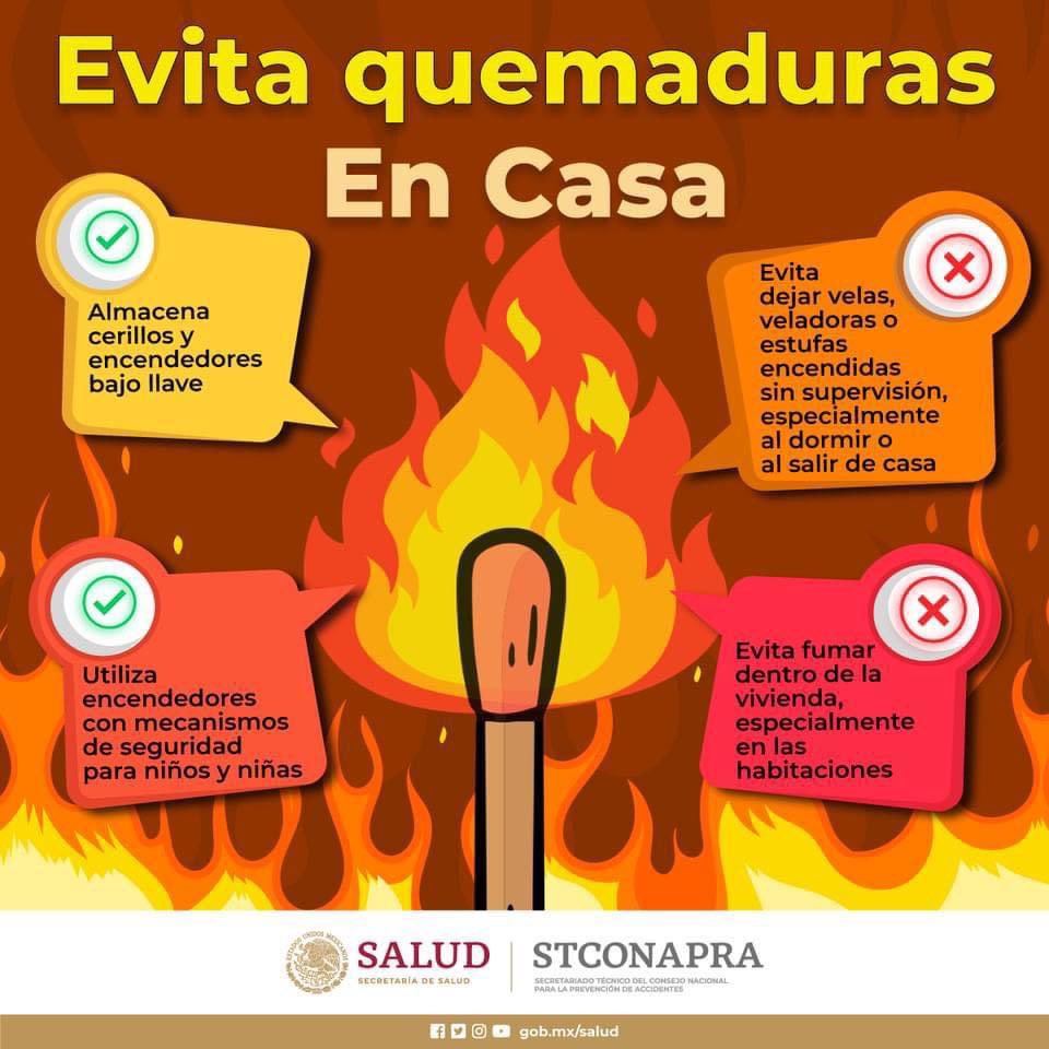 🔥#SeguridadEnElHogar Almacena los cerillos y encendedores fuera del alcance de niñas y niños y bajo llave, para evitar #QuemadurasInfantiles El fuego no es un juego 🚫 La #PrevenciónDeQuemaduras es una tarea en conjunto #LaPrevencionEsVital