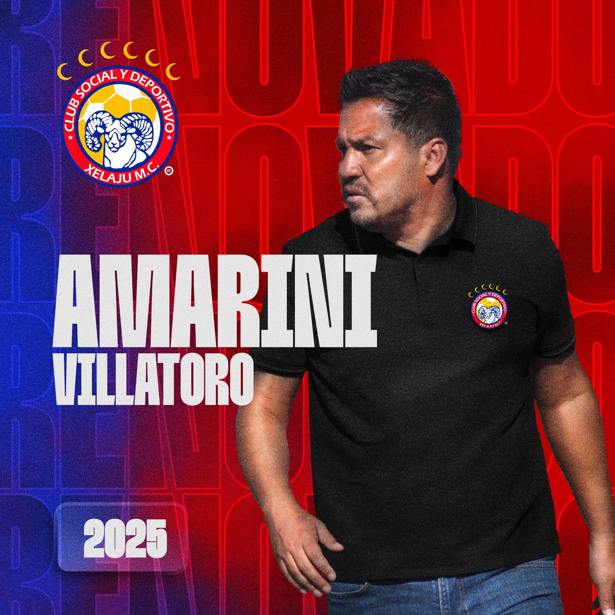 Xelajú informa la renovación de contrato por una temporada más de su director técnico Amarini Villatoro. 

El estratega nacional conquistó el título con los súper chivos en el Torneo #Clausura2023. 

🏦 #BanruralGT I 🤑 #BetcrisGuate I ⚽️ #MoltenGuatemala