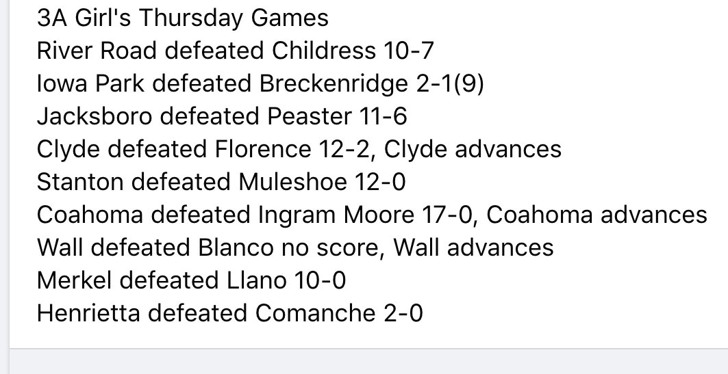 Region 1-3A Softball
