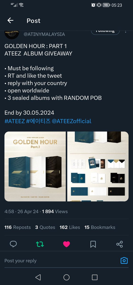 Maxelyn2's tweet photo. @ATINYMALAYSIA @ATEEZofficial South Africa🫶 Really hoping I can get my first Ateez album, GoodLuck everyone🤍 https://t.co/1CUQWqZNbm