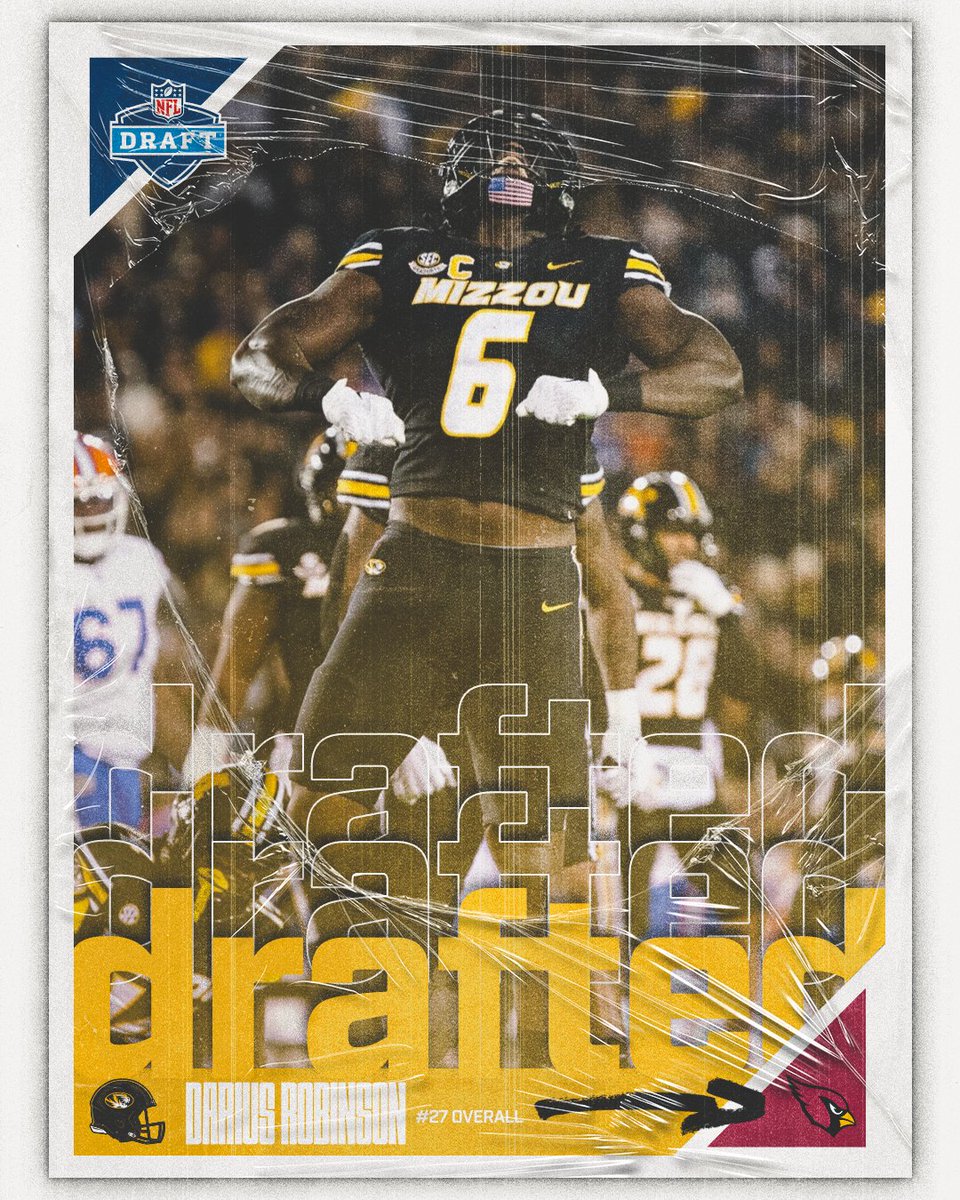 SEC's tweet photo. 🚨 NO. 27 OVERALL

🐯 Darius Robinson, @MizzouFootball 

@AZCardinals x #NFLDraft