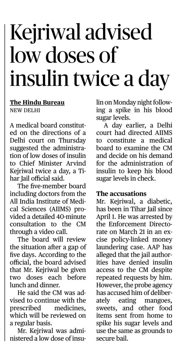 May God save our country. A sitting CM unjustly imprisoned in a false case with no evidence, went without insulin for 20 days. When requesting insulin to manage their sugar levels, the Enforcement Directorate (ED) opposed providing emergency medication. Typically, any court