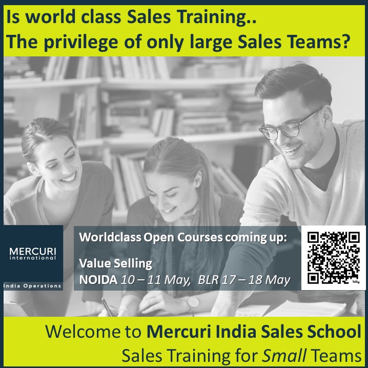 Dear #Bangalore & #Delhi Want to nominate your Sales Team for this world class #SalesTraining experience? Email mary@mercuri-india.com Limited Seats! #b2bsales #businessdevelopment #salestraining