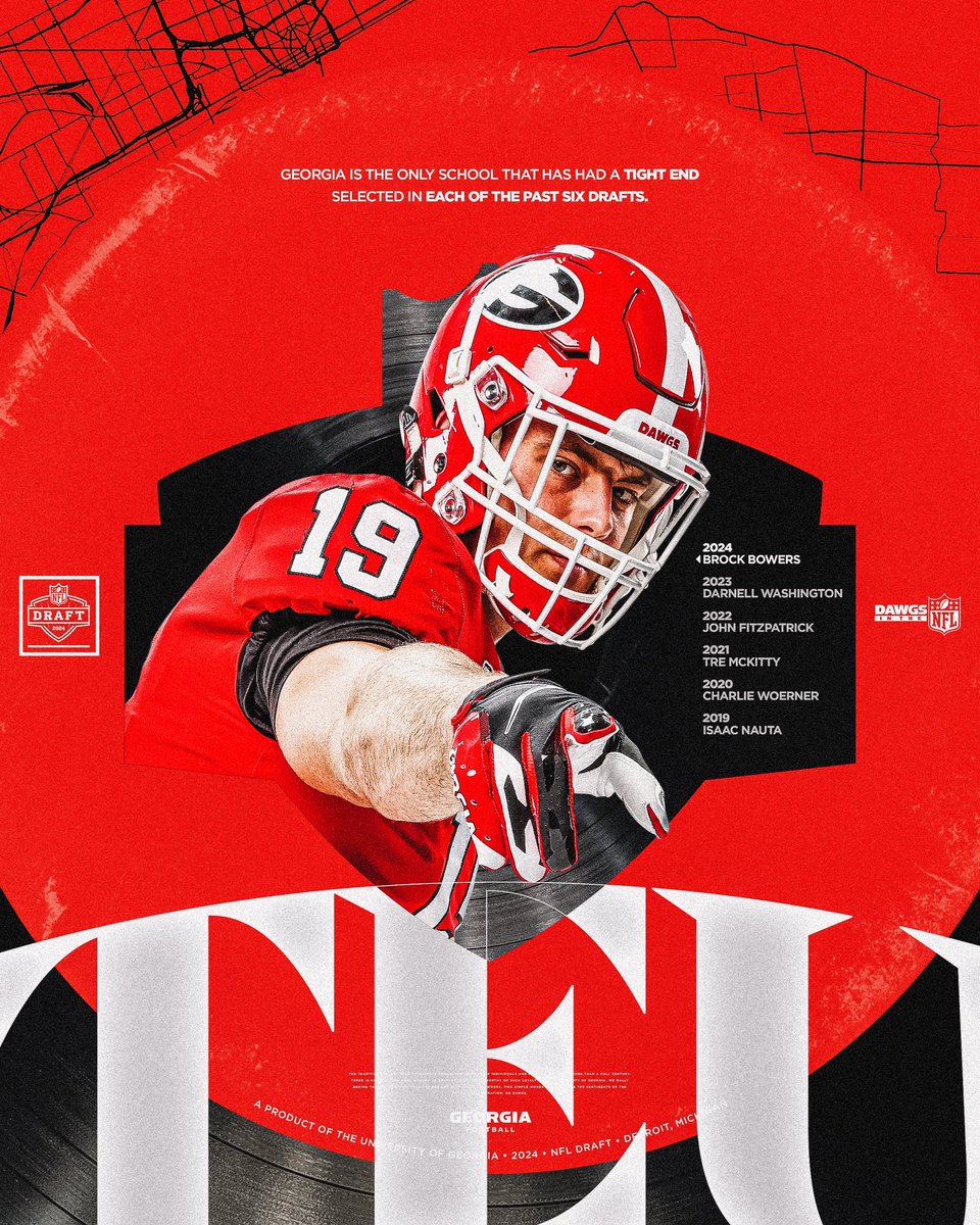 Georgia is the 𝑶𝑵𝑳𝒀 school with a tight end selected in each of the last six NFL drafts. #GoDawgs | #NFLDraft