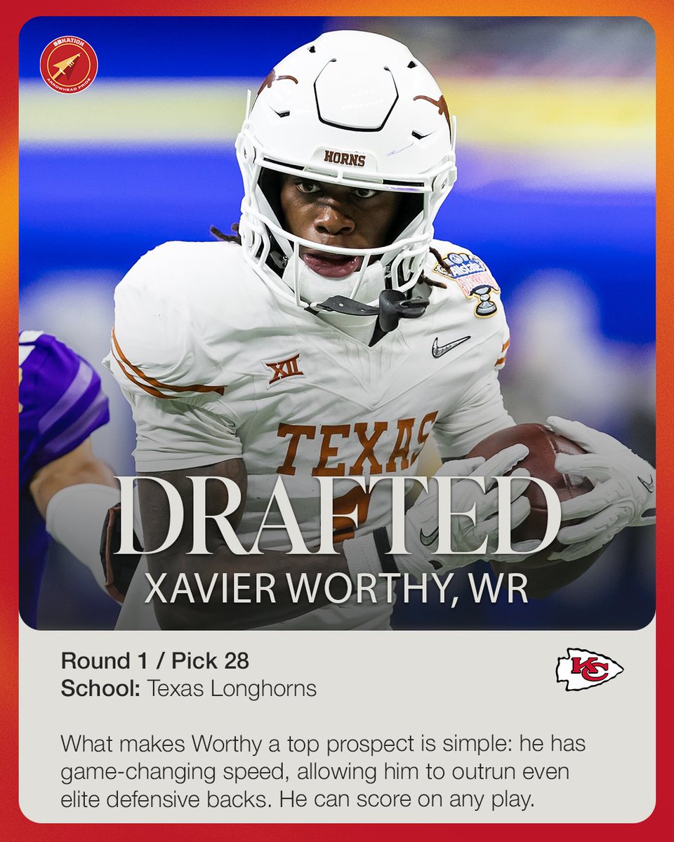 That's what speed do. Texas WR Xavier Worthy to the #Chiefs.