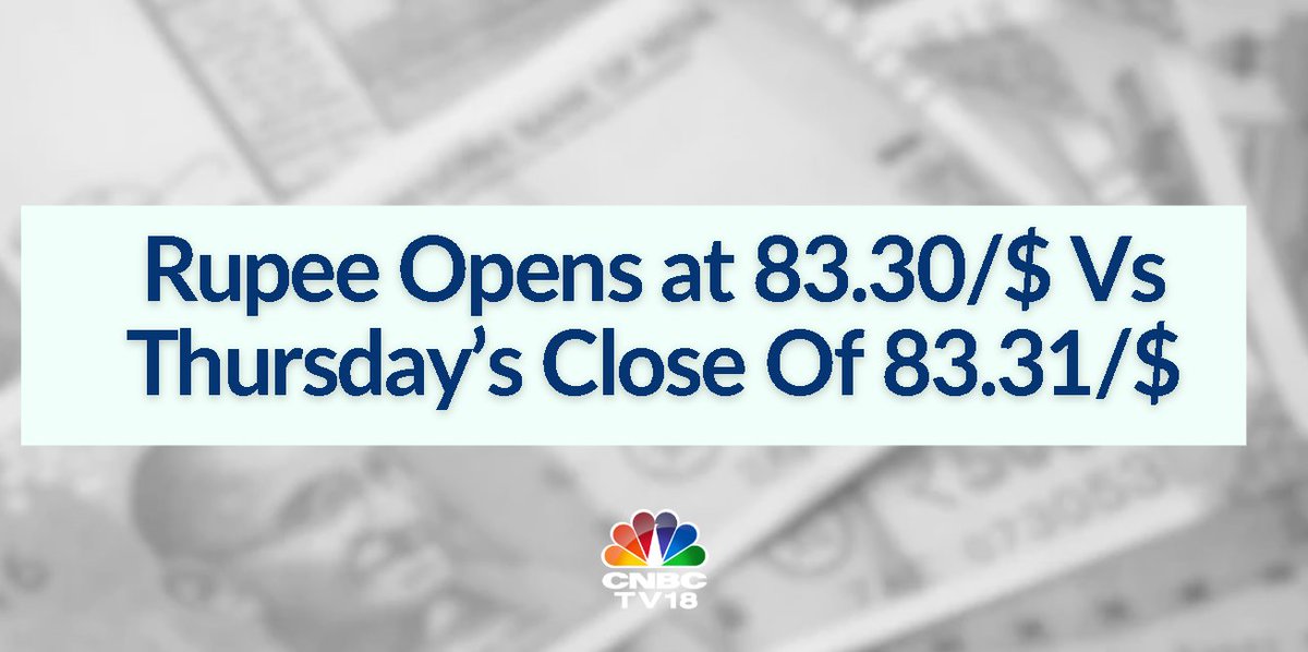 #RupeeCheck | #Rupee opens at 83.30/$ Vs Thursday’s close of 83.31/$

#RupeeVsDollar #DollarRupee