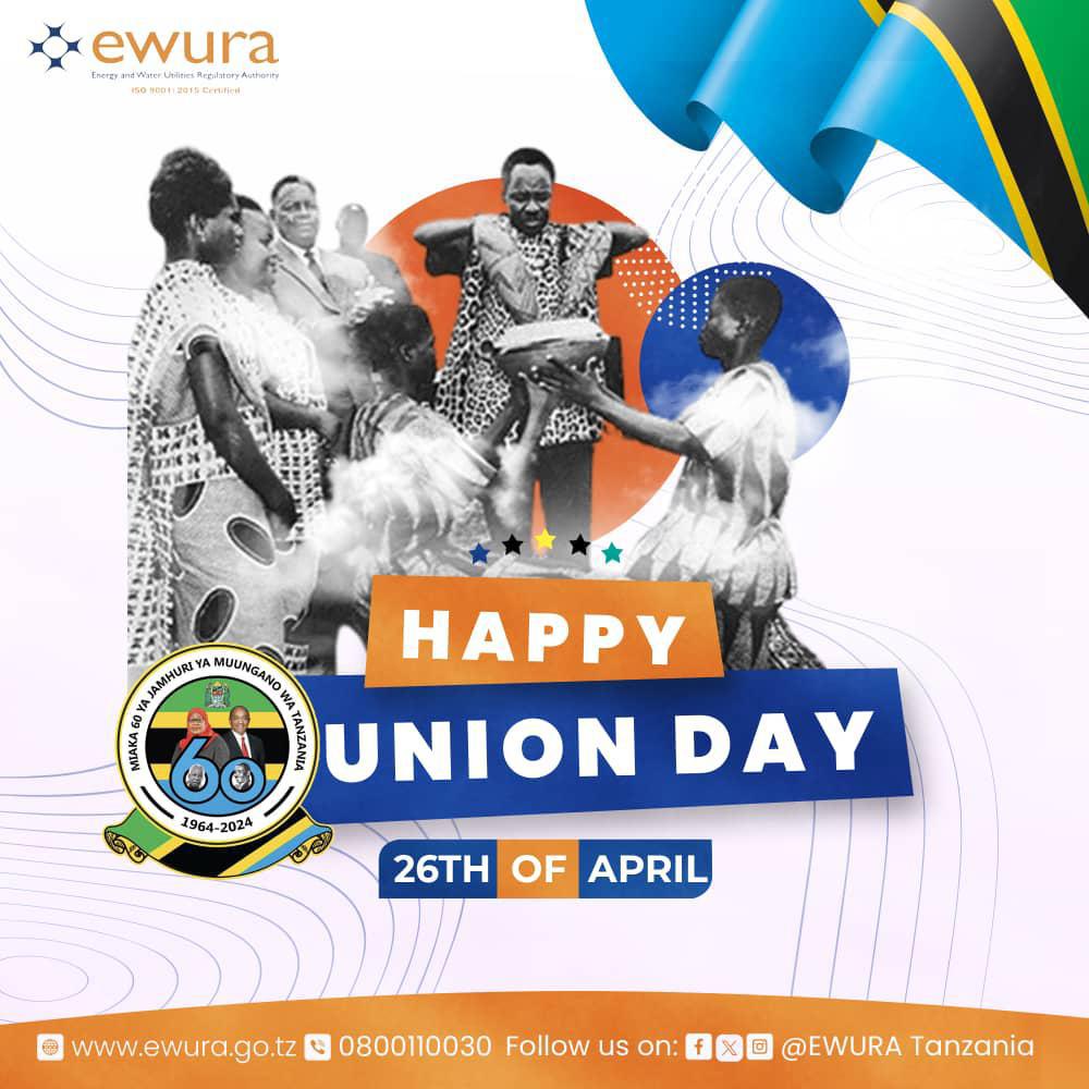 EwuraTanzania's tweet photo. #TanzaniaAt60: The United Republic of Tanzania celebrates 60 years of the Union between Republic of Tanganyika and Zanzibar
(26th April 1964 -26th April 2024)
#Amilestone #TZ #UnionStrong #Alandmarkachievement #Muungano60
#Miaka60YaMuungano #Zanzibar #Tanzania #TanzaniaAt60 https://t.co/YYsDsKO7Cn