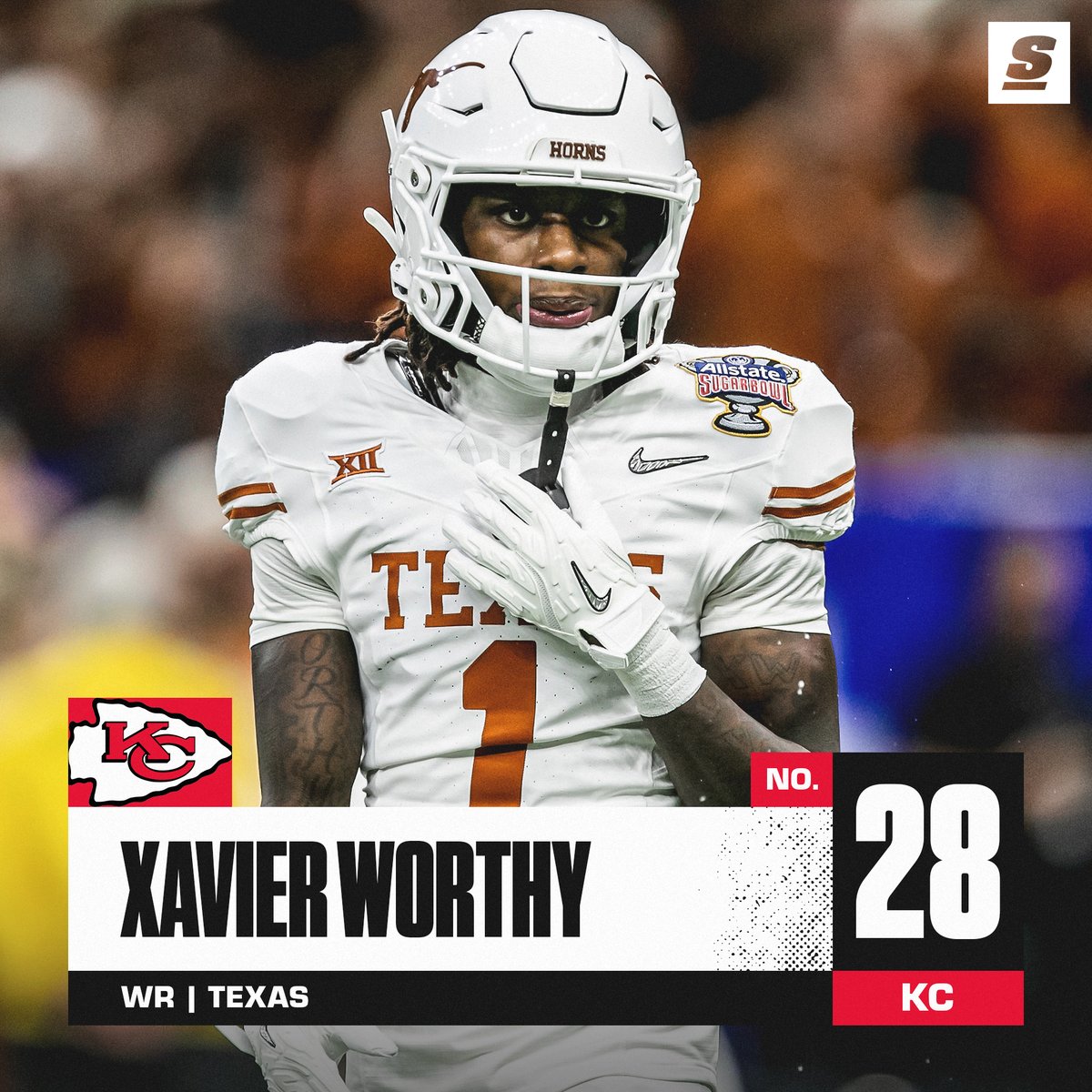 The Chiefs traded up to the 28th pick and selected Xavier Worthy, the fastest player in NFL Combine history. 🏃💨