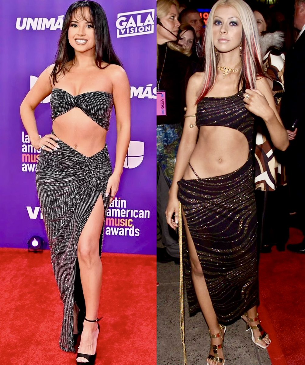 becky g’s #LatinAMAs red carpet look reminds of christina aguilera’s 2000 vmas dress