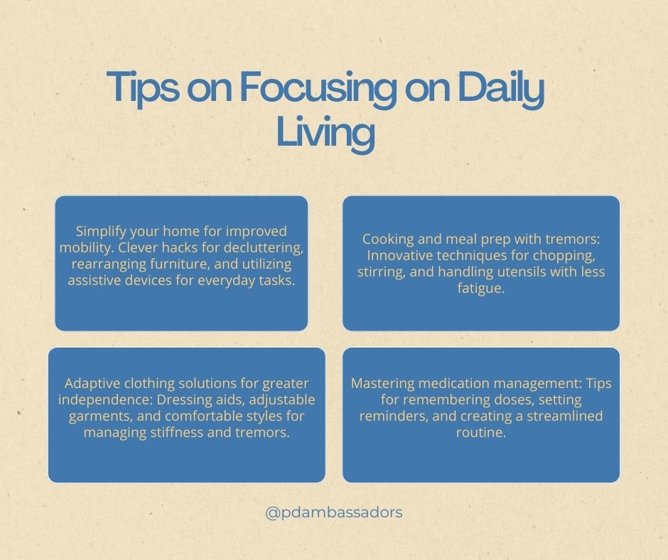 Remember, focusing on daily living doesn't have to be a grand gesture. It's about finding the beauty in the small moments and the everyday routines that make up our lives. 📷
#Support #Parkinson #BeyondTremors #Awareness #Hope #ParkinsonsDisease #SelfCare #Community #Wellness